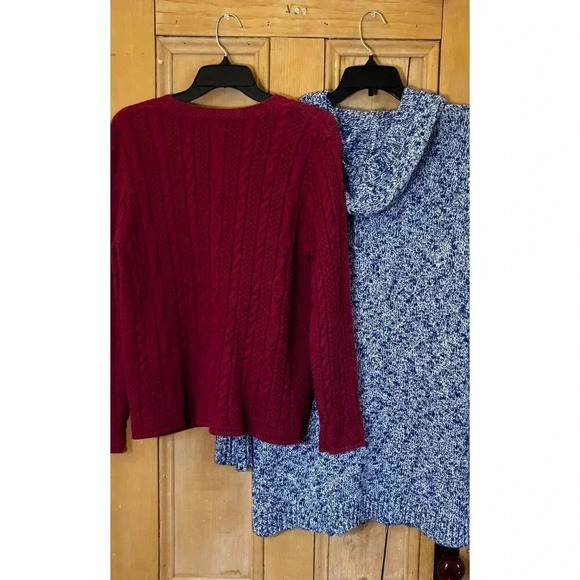 L.L.Bean Womens Vintage 90s SET OF TWO Cardigan Sweater Medium Red Blue FA EXC - Picture 11 of 12